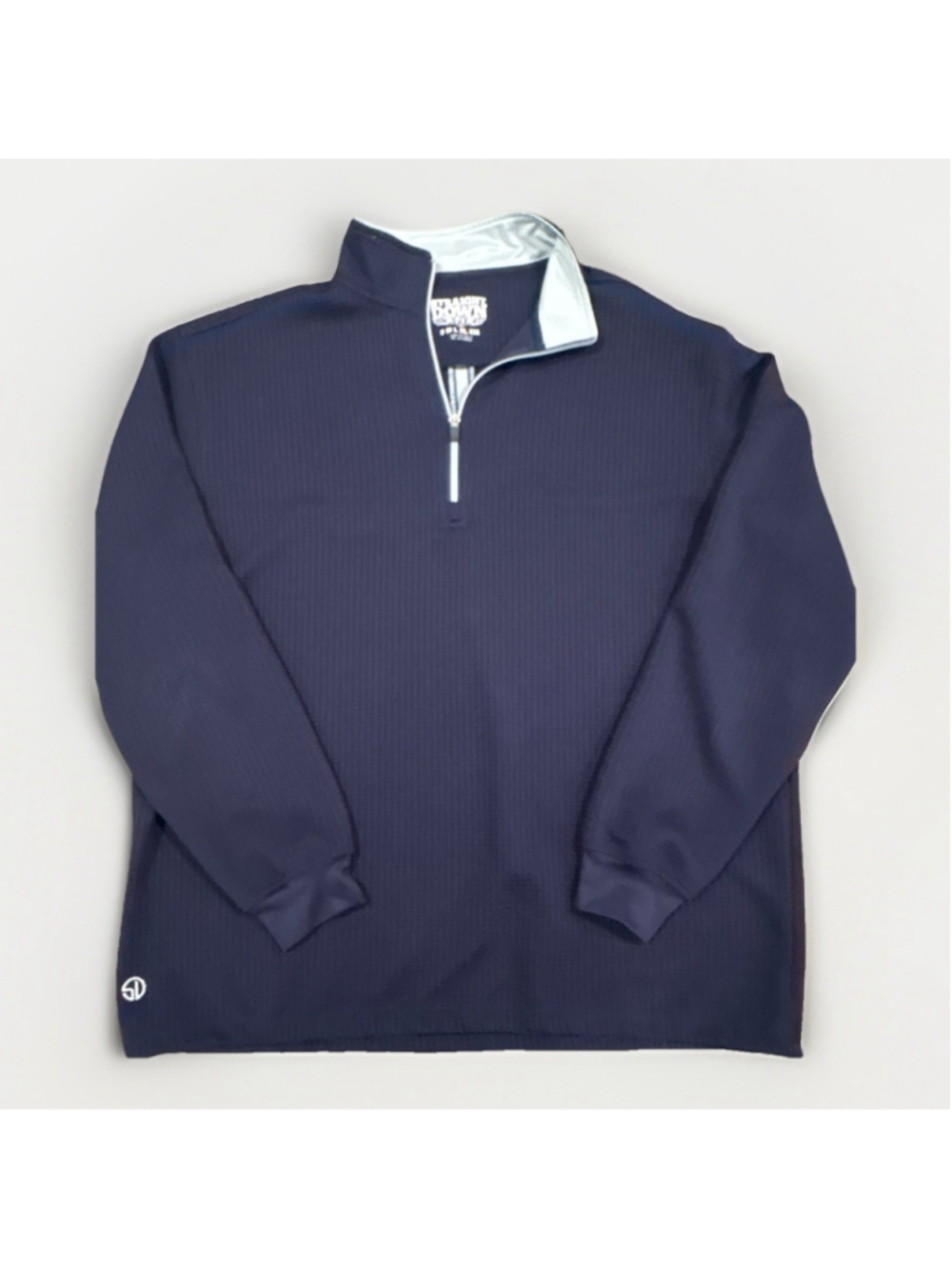Straight Down Optic Quarter Zip Golf Pullover Mens XL Navy Waffle Knit Polyester